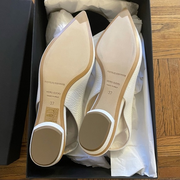New in Box Nicholas Kirkwood Beya Textured-leather Slingback Flats In White$540 - Picture 14 of 14